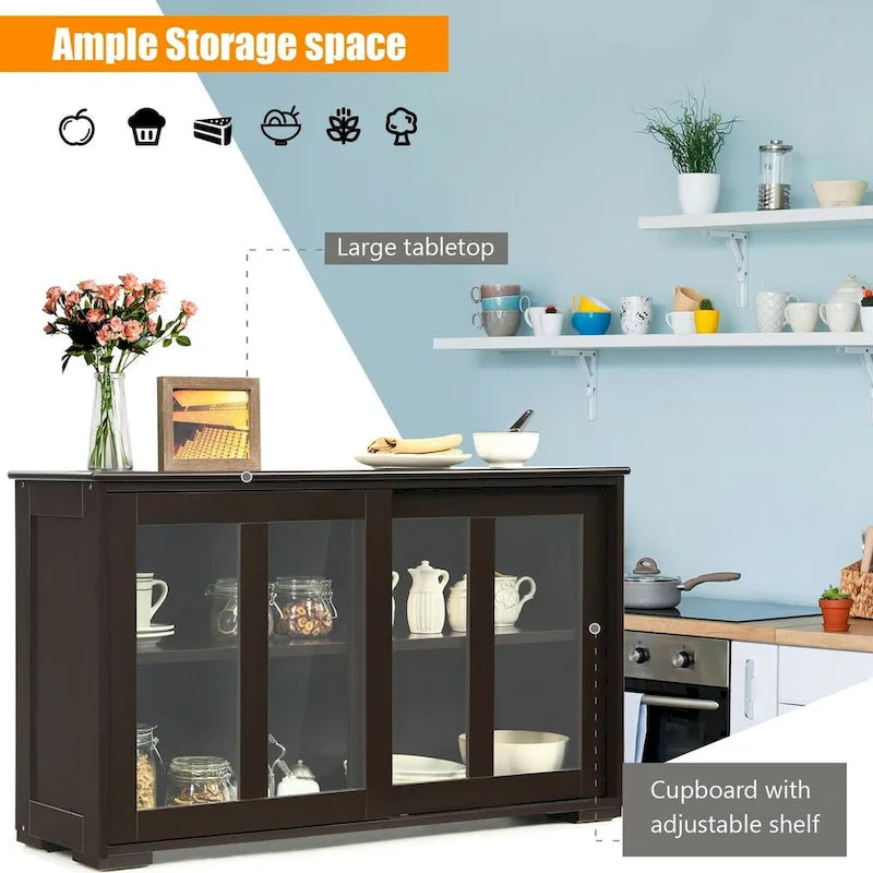 Buffet bas de rangement avec porte coulissante - 42 x 13.0 x 24.5 (L x l x H)