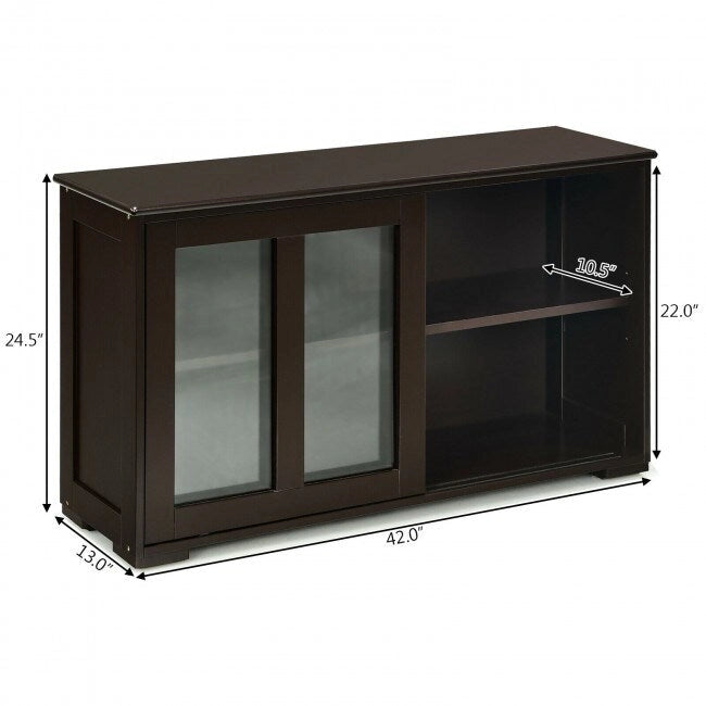Buffet bas de rangement avec porte coulissante - 42 x 13.0 x 24.5 (L x l x H)