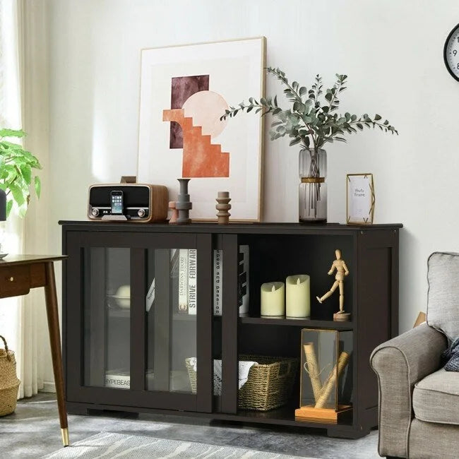 Buffet bas de rangement avec porte coulissante - 42 x 13.0 x 24.5 (L x l x H)