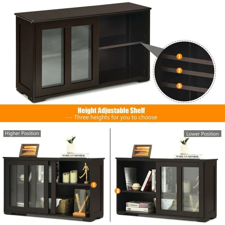 Buffet bas de rangement avec porte coulissante - 42 x 13.0 x 24.5 (L x l x H)