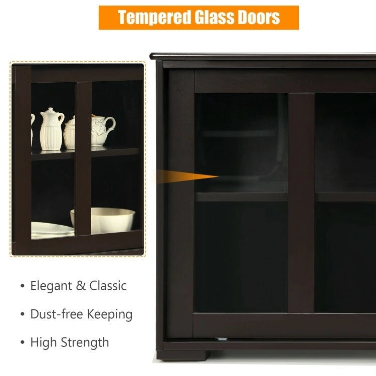 Buffet bas de rangement avec porte coulissante - 42 x 13.0 x 24.5 (L x l x H)