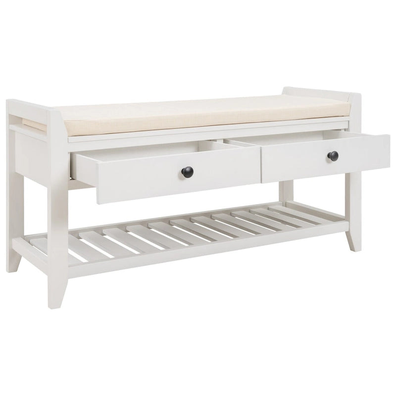 Meuble à chaussures avec assise capitonnée et tiroirs, banc de rangement multifonction pour entrée