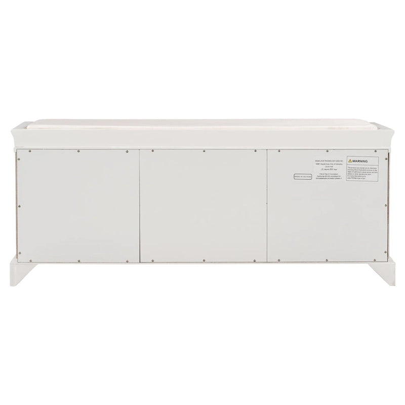 Banc de rangement avec 2 tiroirs et 2 placards, Banc à chaussures avec coussin amovible pour salon, entrée
