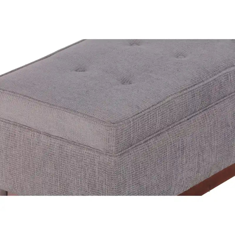 Pouffe de rangement capitonné en bois, style transitionnel