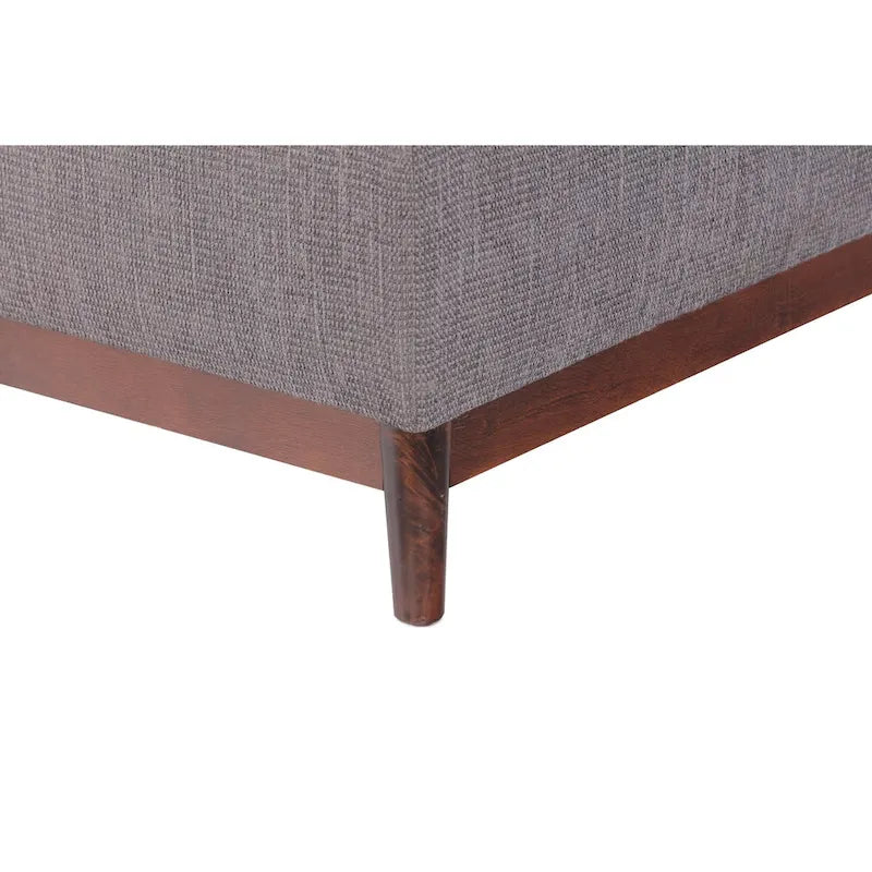Pouffe de rangement capitonné en bois, style transitionnel
