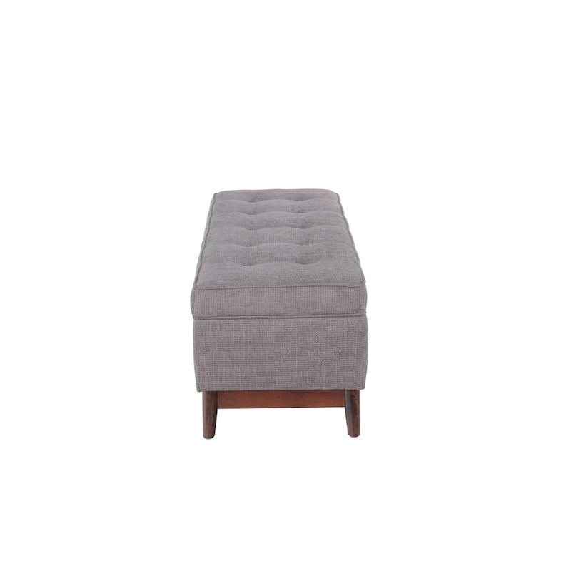 Pouffe de rangement capitonné en bois, style transitionnel