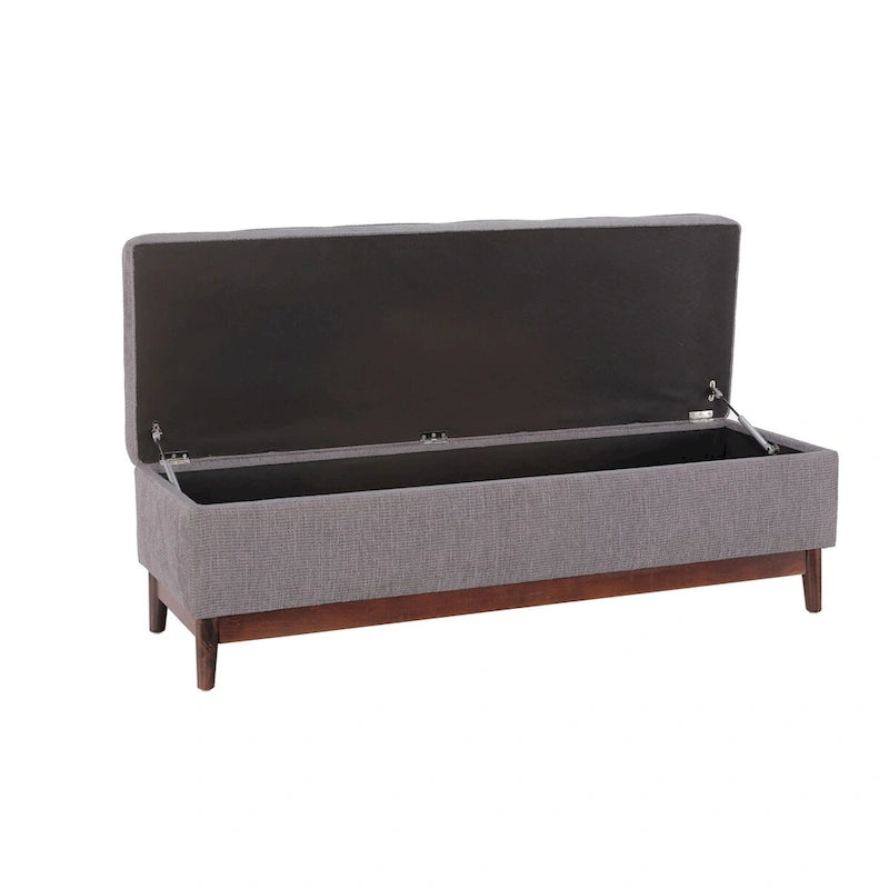 Pouffe de rangement capitonné en bois, style transitionnel