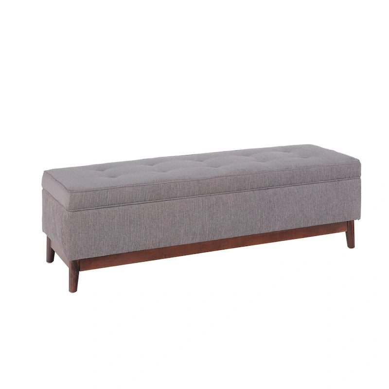 Pouffe de rangement capitonné en bois, style transitionnel