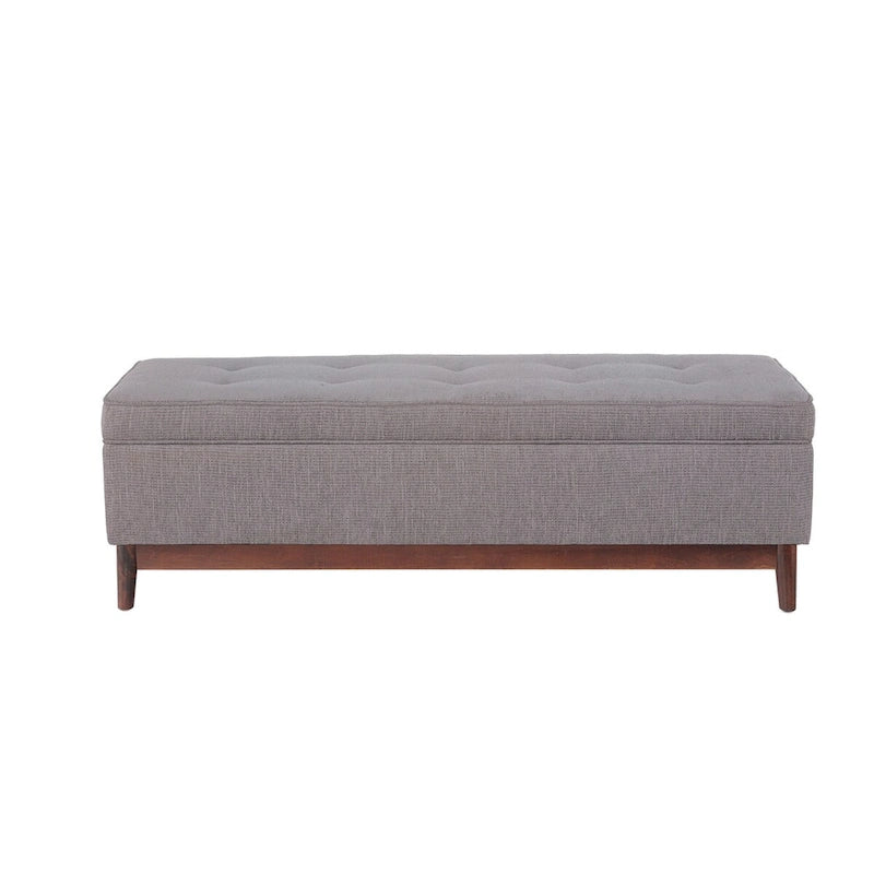 Pouffe de rangement capitonné en bois, style transitionnel