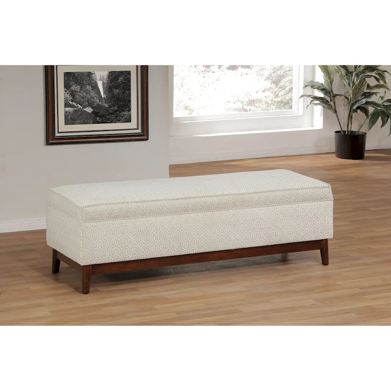 Pouffe de rangement capitonné en bois, style transitionnel