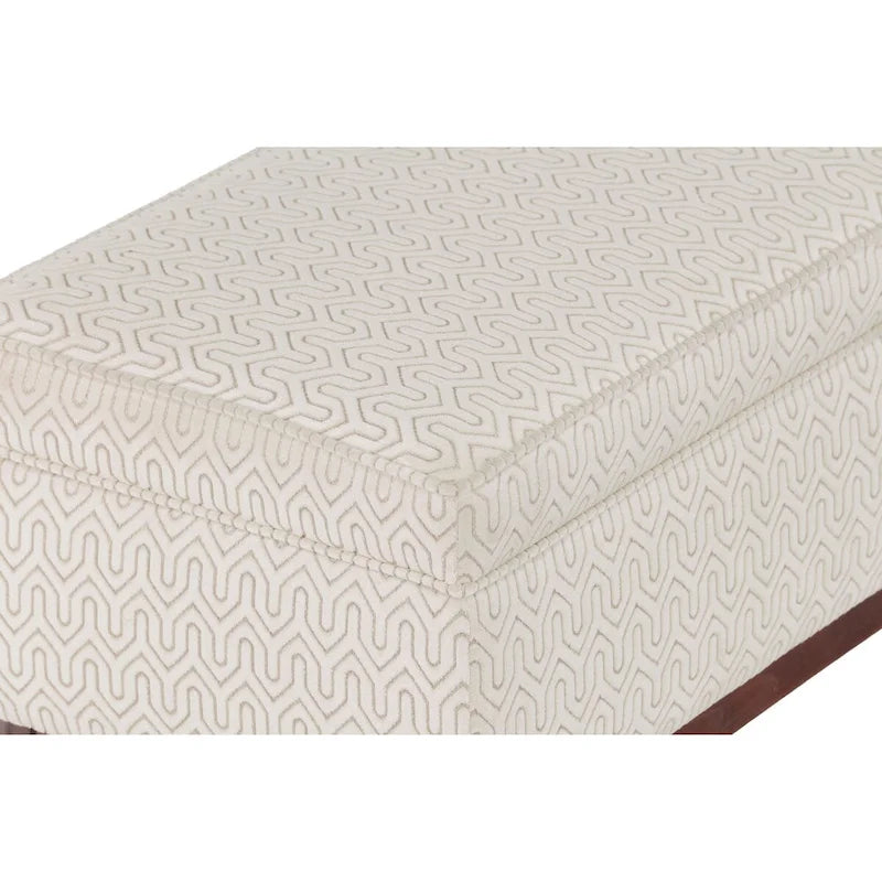 Pouffe de rangement capitonné en bois, style transitionnel