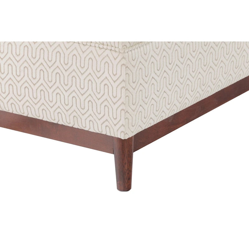 Pouffe de rangement capitonné en bois, style transitionnel