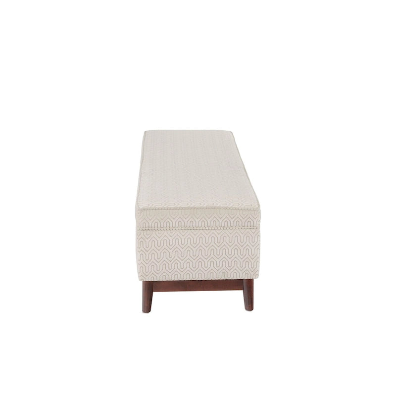 Pouffe de rangement capitonné en bois, style transitionnel