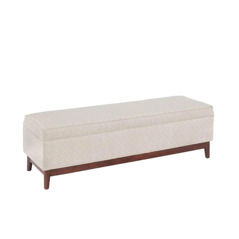 Pouffe de rangement capitonné en bois, style transitionnel
