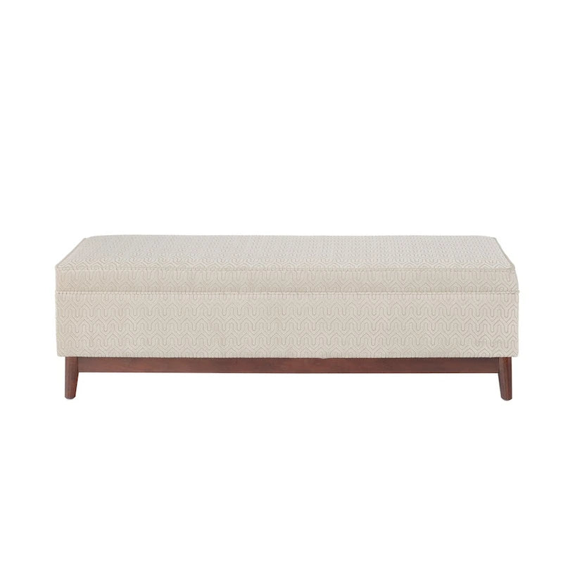 Pouffe de rangement capitonné en bois, style transitionnel