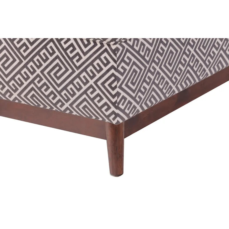 Pouffe de rangement capitonné en bois, style transitionnel