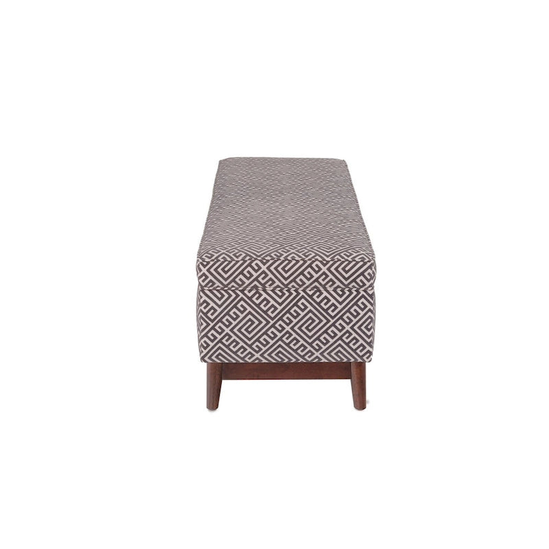 Pouffe de rangement capitonné en bois, style transitionnel