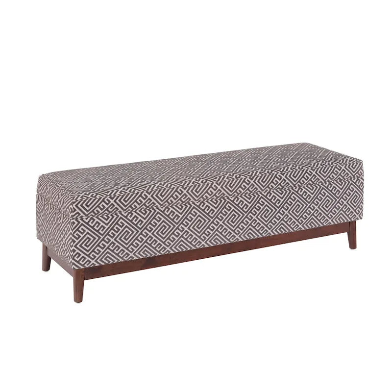 Pouffe de rangement capitonné en bois, style transitionnel