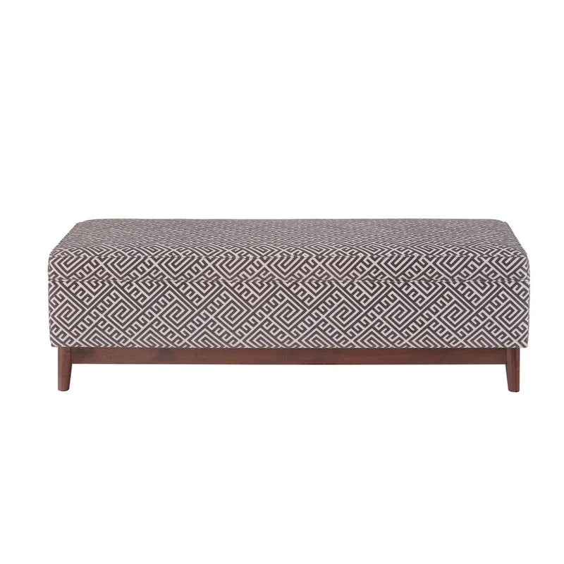 Pouffe de rangement capitonné en bois, style transitionnel