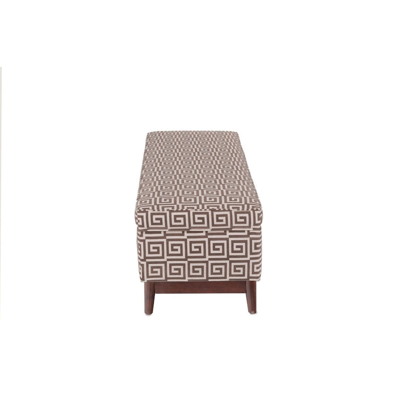 Pouffe de rangement capitonné en bois, style transitionnel