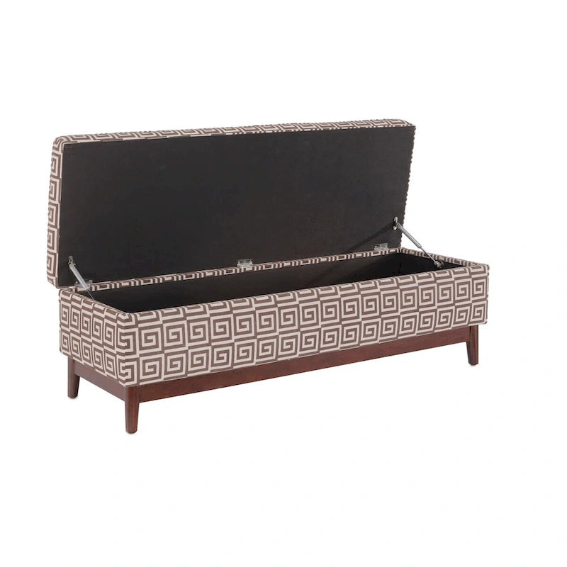 Pouffe de rangement capitonné en bois, style transitionnel