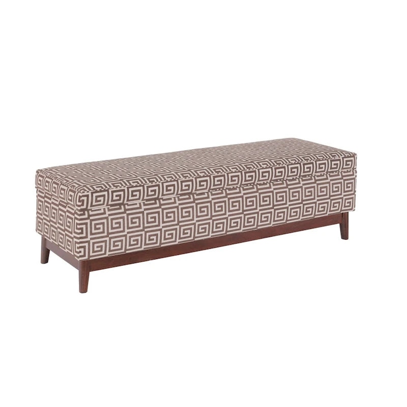 Pouffe de rangement capitonné en bois, style transitionnel