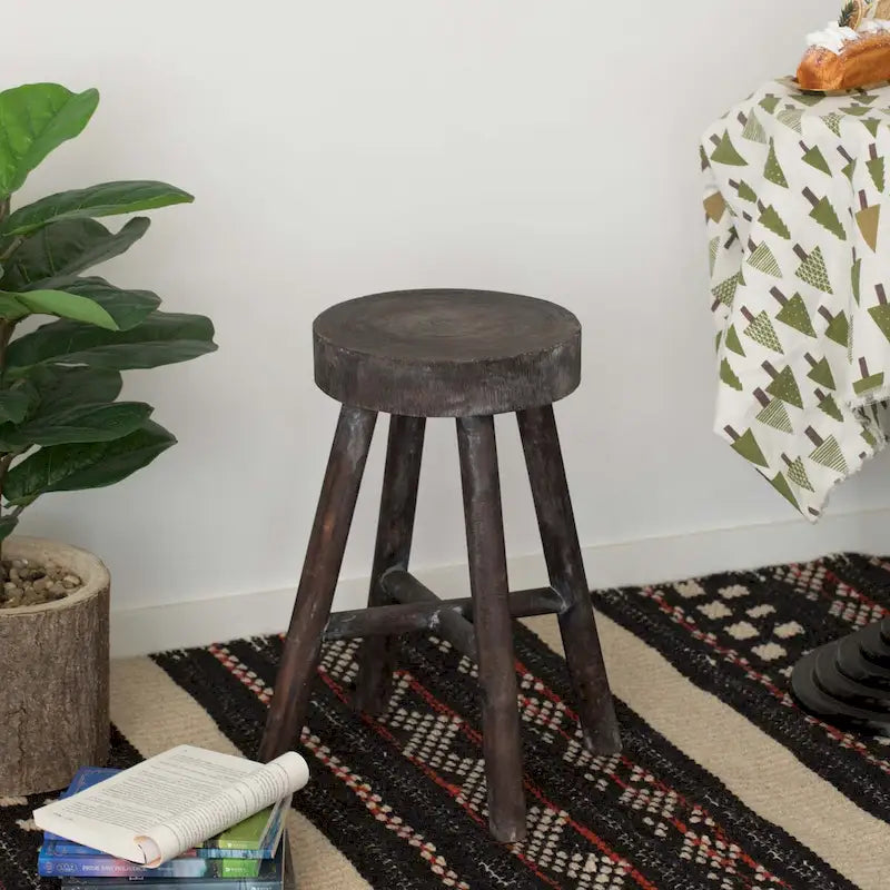 Tabourets rustiques en bois rond de style cabane en rondins - Lot de 2
