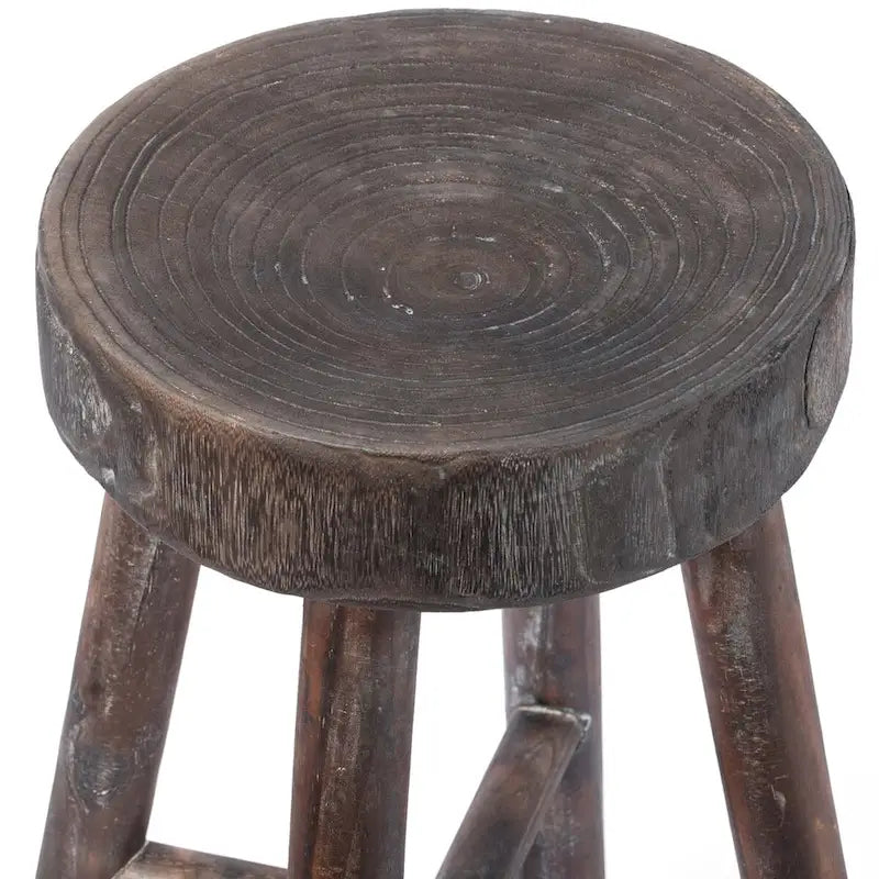Tabourets rustiques en bois rond de style cabane en rondins - Lot de 2