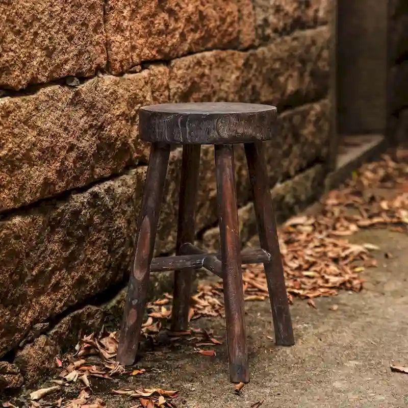 Tabourets rustiques en bois rond de style cabane en rondins - Lot de 2