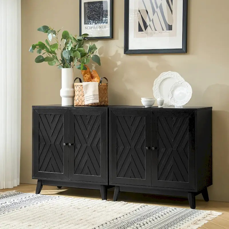 Ensemble de 2 cabinets d'appoint à 2 portes Midcentury 30Tall