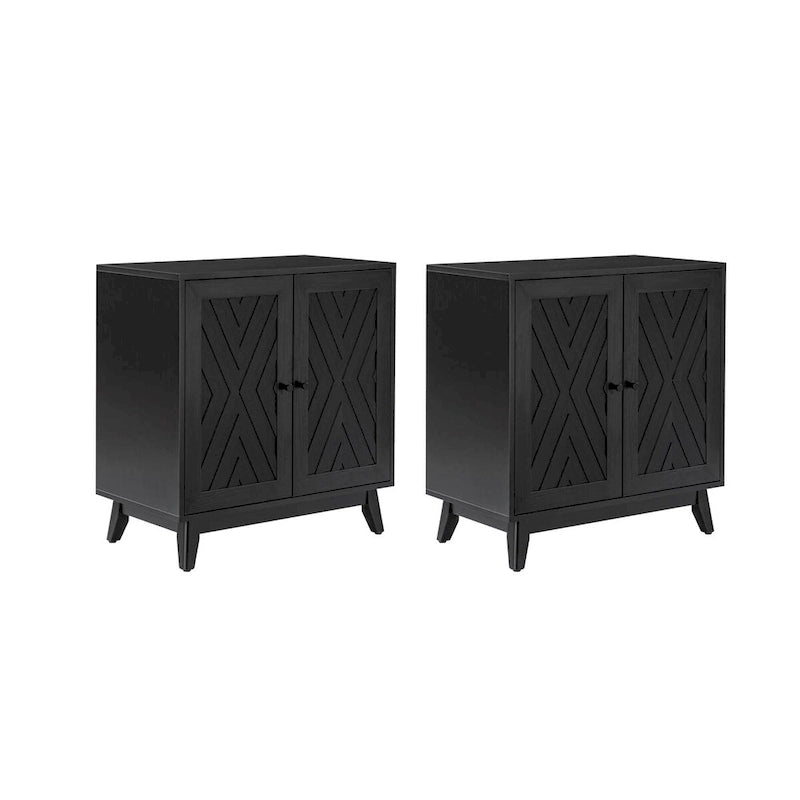 Ensemble de 2 cabinets d'appoint à 2 portes Midcentury 30Tall