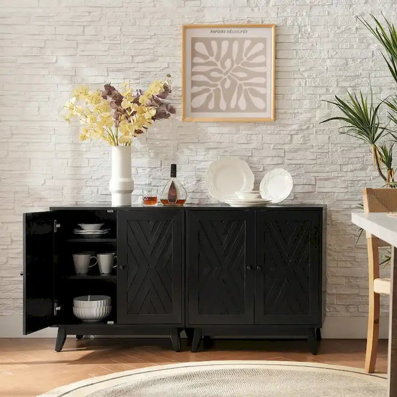 Ensemble de 2 cabinets d'appoint à 2 portes Midcentury 30Tall