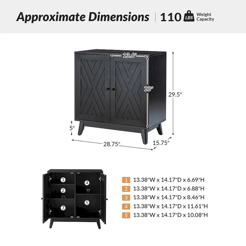 Ensemble de 2 cabinets d'appoint à 2 portes Midcentury 30Tall