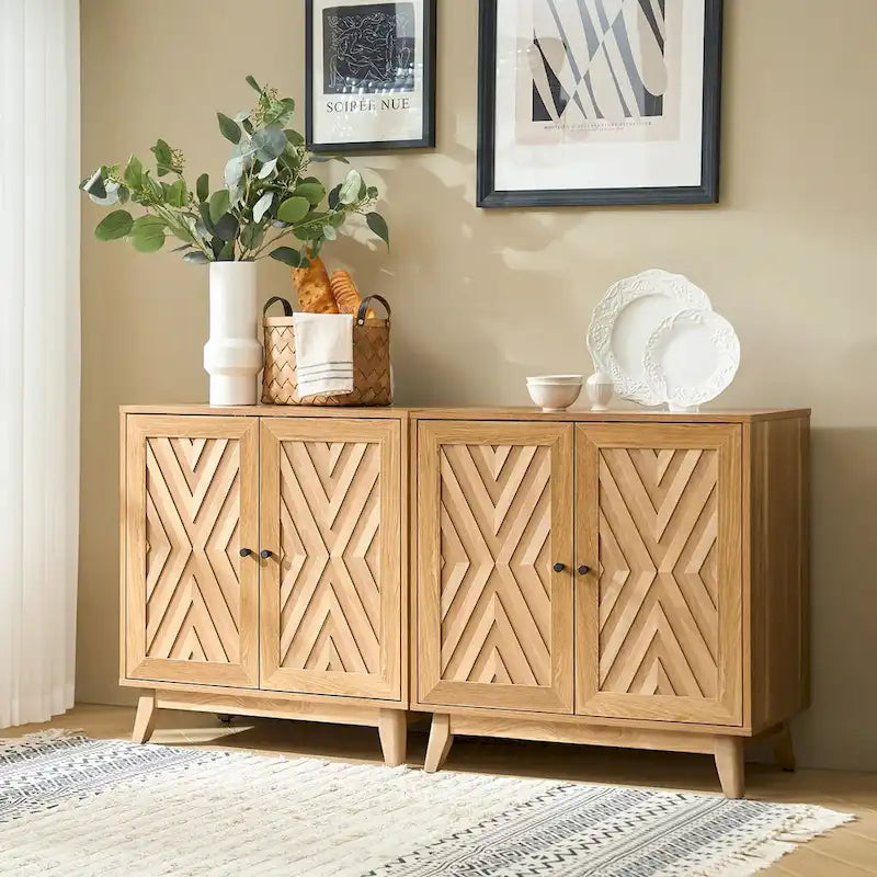 Ensemble de 2 cabinets d'appoint à 2 portes Midcentury 30Tall