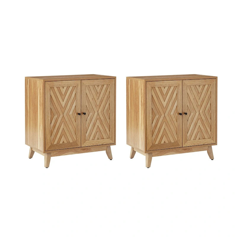 Ensemble de 2 cabinets d'appoint à 2 portes Midcentury 30Tall