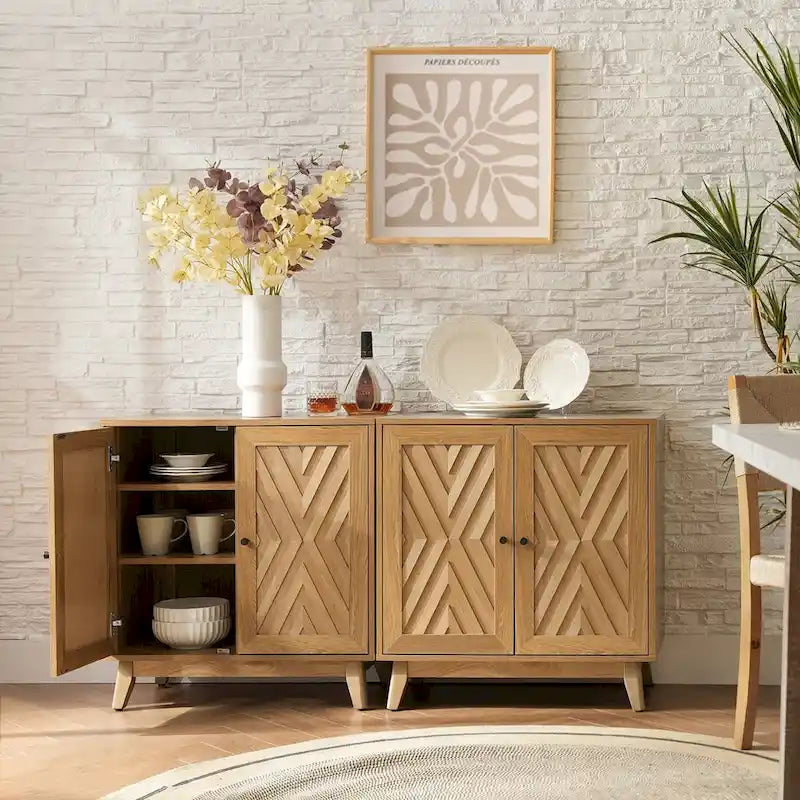 Ensemble de 2 cabinets d'appoint à 2 portes Midcentury 30Tall