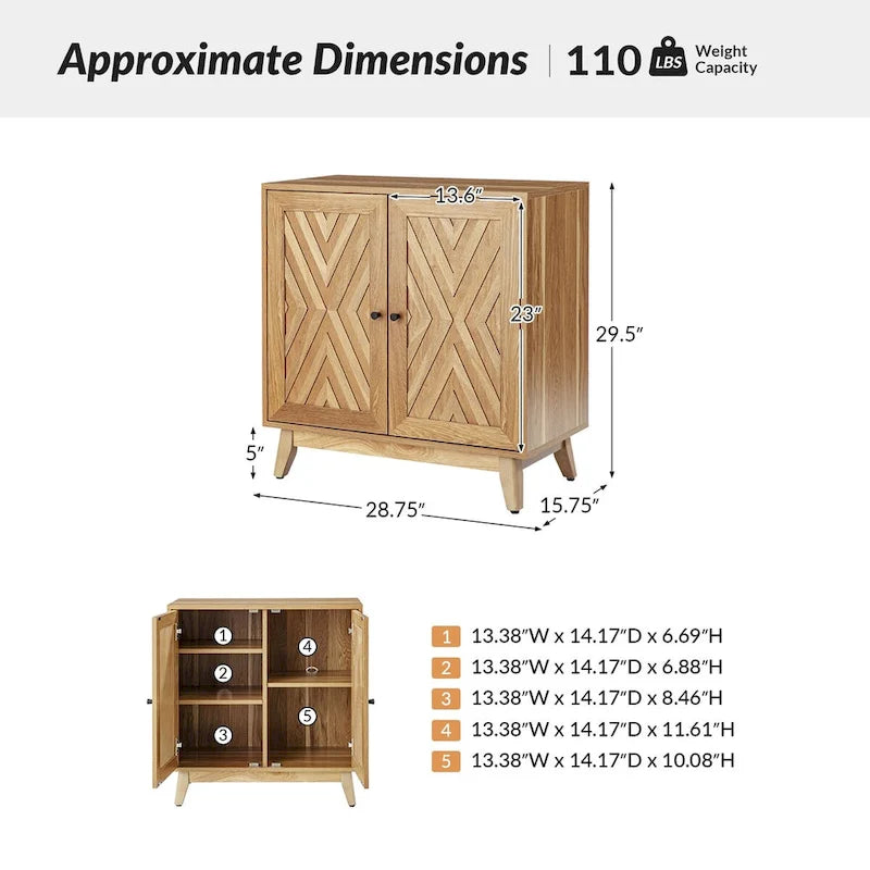 Ensemble de 2 cabinets d'appoint à 2 portes Midcentury 30Tall