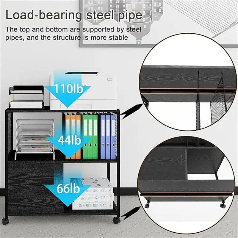Caissons de classement latéraux en bois mobiles – 40 P x 80 L x 75 H cm