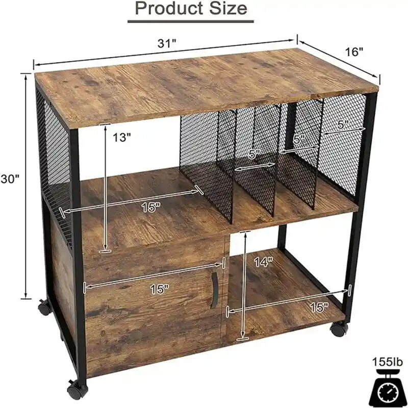 Caissons de classement latéraux en bois mobiles – 40 P x 80 L x 75 H cm