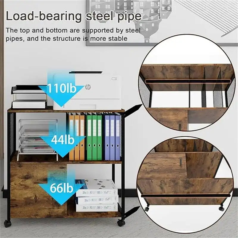 Caissons de classement latéraux en bois mobiles – 40 P x 80 L x 75 H cm
