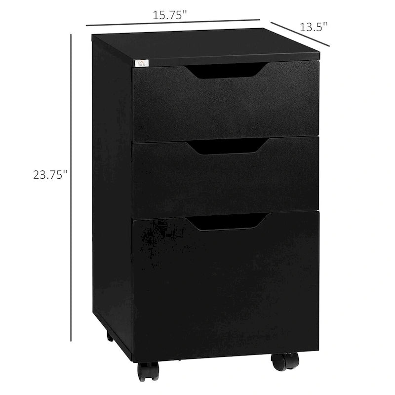 Meuble de rangement mobile à 3 tiroirs, support d'imprimante roulant, classeur vertical, noir