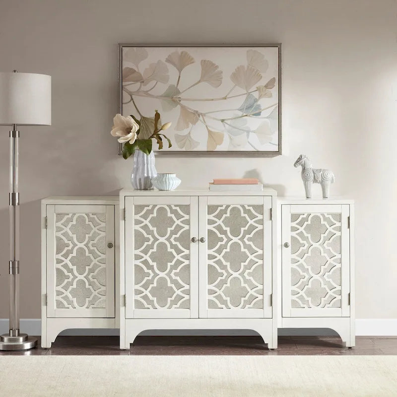 Bahut de salle à manger quatrefoil crème