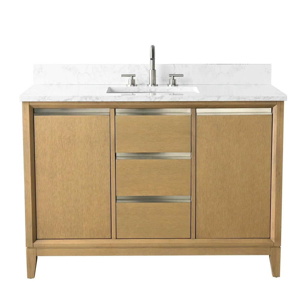 Vanity Art Bathroom Vanity with Ceramic Sink and Engineered Marble Top