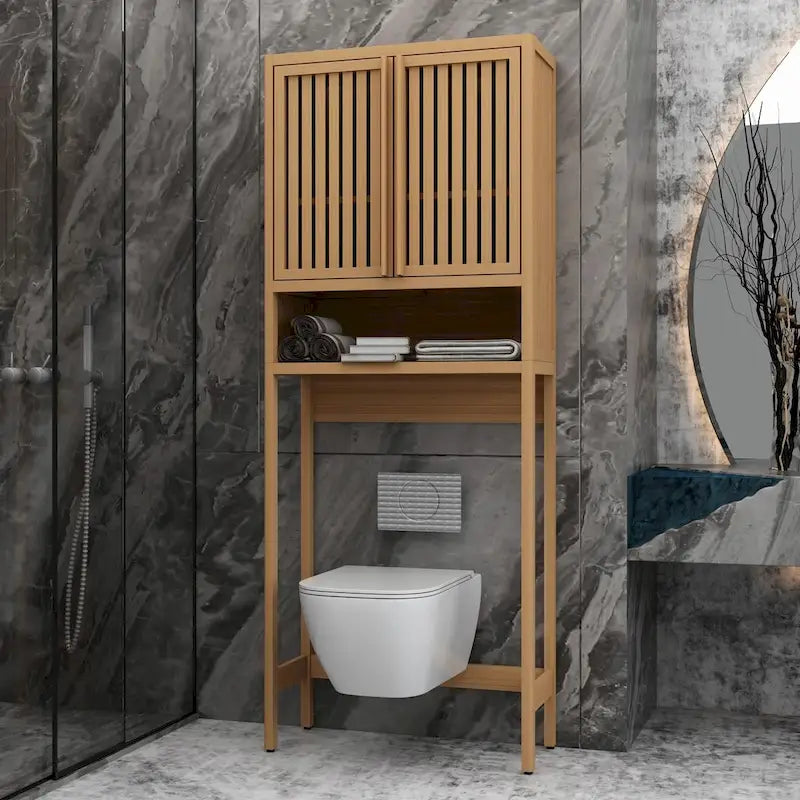 Meuble de rangement pour toilettes en bambou