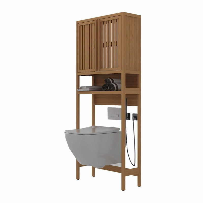 Meuble de rangement pour toilettes en bambou