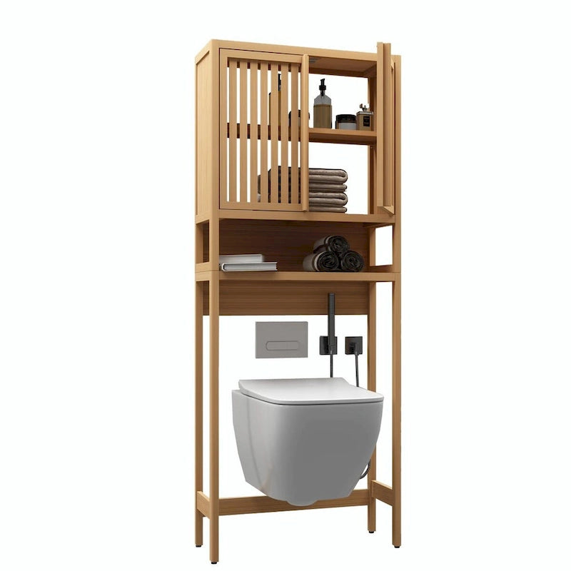 Meuble de rangement pour toilettes en bambou