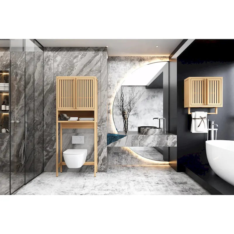 Meuble de rangement pour toilettes en bambou