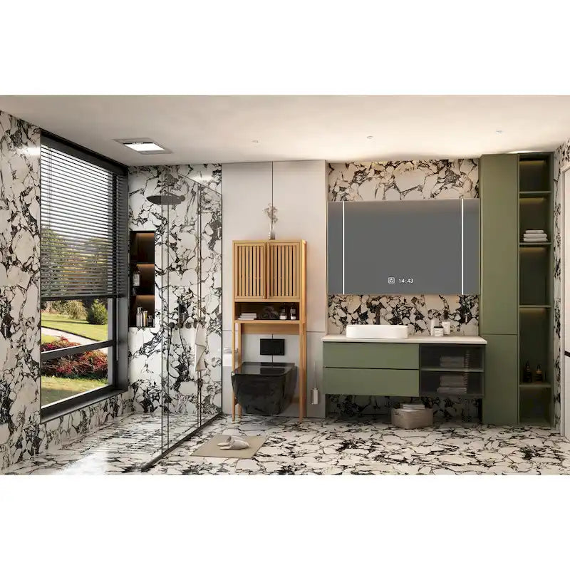 Meuble de rangement pour toilettes en bambou