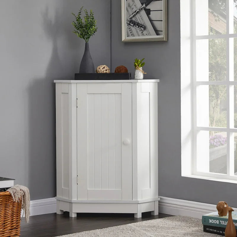 Meuble d'angle de salle de bain avec étagère réglable