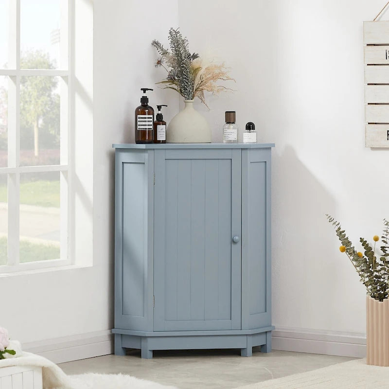 Meuble d'angle de salle de bain avec étagère réglable